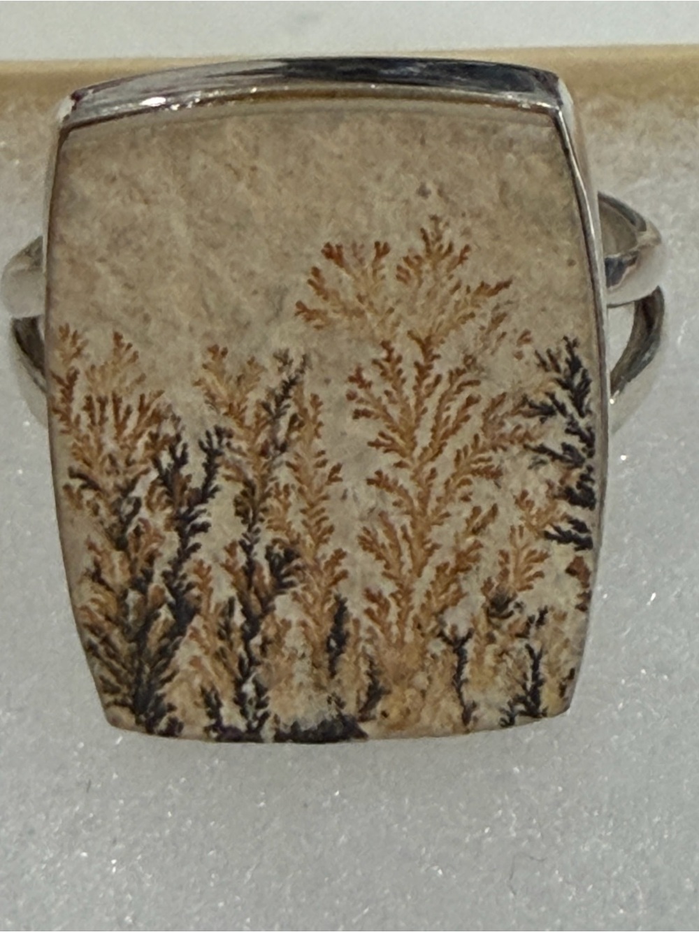 Dendritic Jasper Sterling Silver Statement Ring - Size 9 NWT